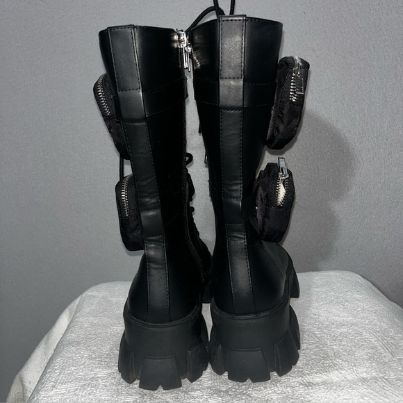 Steve Madden Thorpe Combat Stylish Black Women's Boots with Pockets - Picture 4 of 9